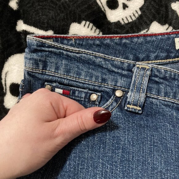 TOMMY HILFIGER Vintage straight leg blue jeans ~ XS SMALL size 4 - 6 denim pants - Picture 10 of 15